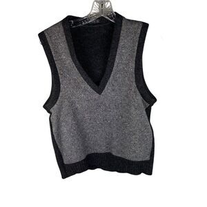 Vintage Wool Blend Gray Vest Women Size Small V Neck Classic Work